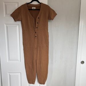 Madewell Tan Button-Front Jumpsuit